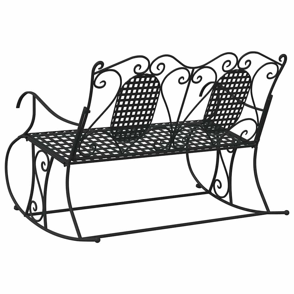 SYDE Dwuosobowa ławka ogrodowa na biegunach ze stali czarnej 113 cm