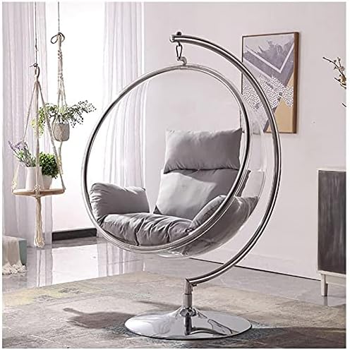 Home Luxe Retro Hanging Bubble Chair with Grey Cushions