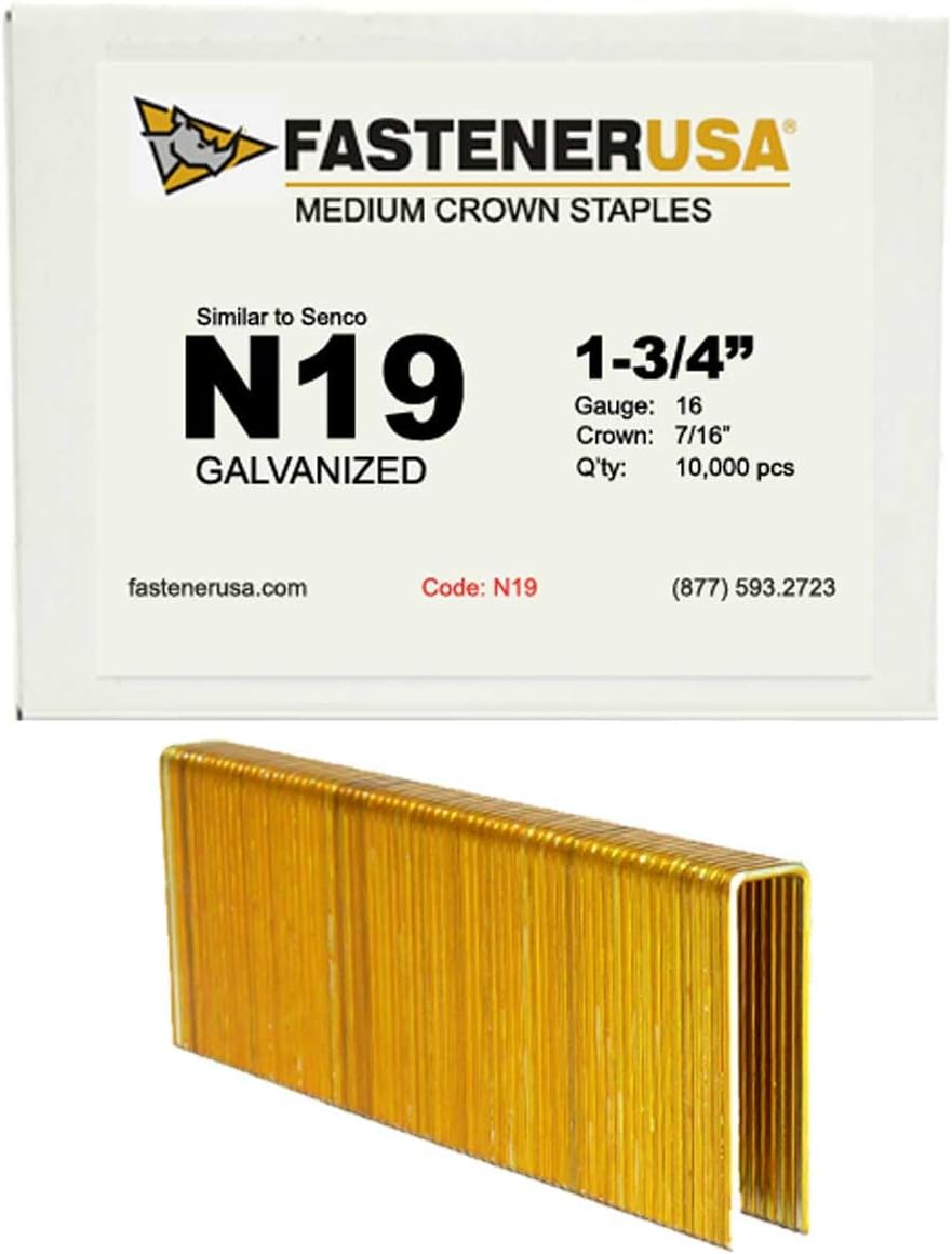 1-3/4" Leg x 7/16" Crown 16GA GALV N19 Staples 10,000ct