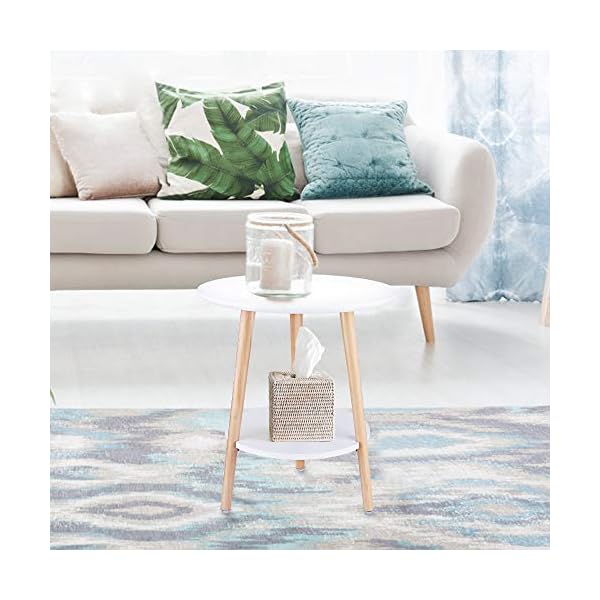 SECINBO Side Table Living Room with Storage Shelf,2 Layers Bedside Table,End Table Living Room,Round Table,White,Small,40×45CM - Image 9