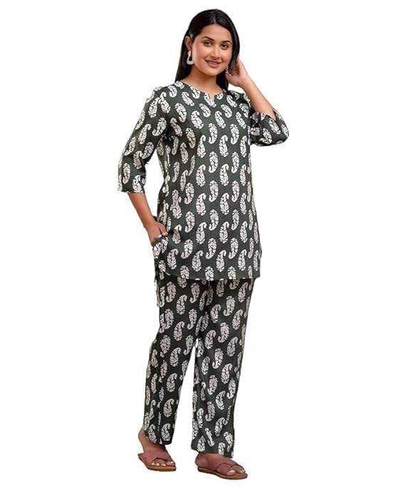 Cotton Night Suit, Navy Blue Pajama Set with White Piping, Short Sleeve, XL Size-image-45