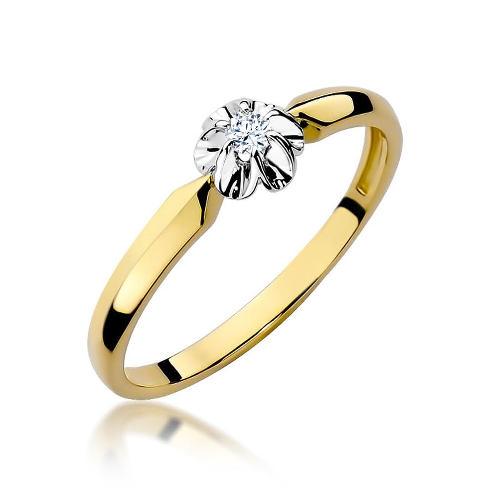 MARKO Feiner Damenring aus 333 Gold mit Blumen-Dekor & Stein – Echtgold Vorsteckring/Verlobungsring