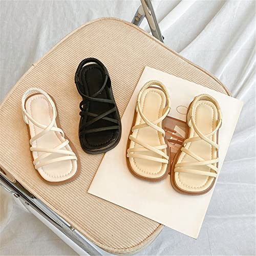 Toddler Girls Open Toe Crisscross Strappy Sandals Elastic Ankle Strap Platform Summer Shoes Anti-Slip Beach Sandals3