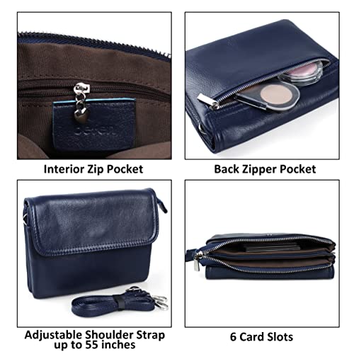 Image of befen Genuine Leather Small Crossbody Bags for Women Cell Phone Bag Cross Body Purses,Silver Zipper