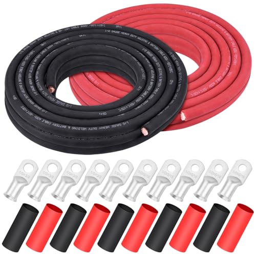 Câble de batterie 1/0 AWG en cuivre pur iGreely 9,1m rouge et noir pour générateur solaire