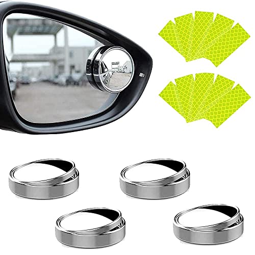 4 PCS Miroirs D’angle Mort pour Rétroviseur, BetterJonny Rotatif Voiture Angle Mort Miroir Rotation à 360°Rétroviseurs Extérieur d'Angle Mort Ronde HD Auto-adhésif Miroir D'angle Mort de Voiture Cover