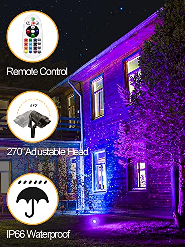Zuckeo 10W Rgb Color Changing Landscape Lighting Led Low Voltage Landscape Lights With Connectors, Remote Control Ip66 Waterproof Yard Lawn Garden Flag Outdoor Spotlights (10Pack With Connectors) #TOP4