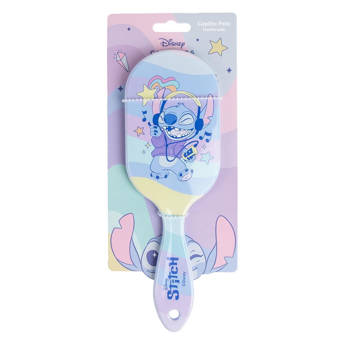 Disney Kids Character Girls Compact Hair Brush Stitch Frozen Hairbrush With Gift Box (Musical Stitch)