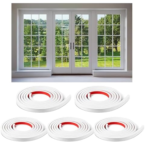KEOHOLI 5 Rolls Total 32.8ft Window Grille Inserts Grid Kit Self Adhesive Peel and Stick Trim Simulated DIY Window Decorative PVC Strip Molding Trim for Window Frames (White) Cover