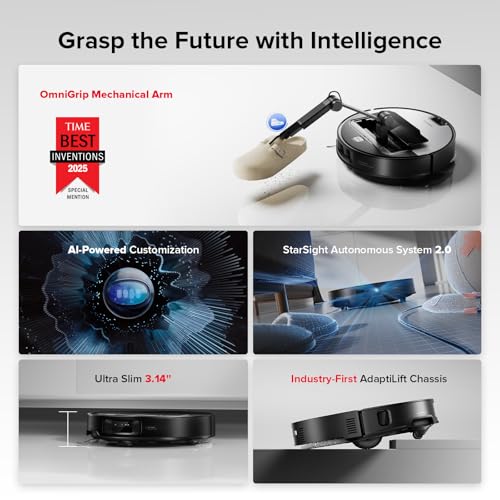Image of roborock Saros Z70 Robot Vacuum and Mop, OmniGrip Arm, AI-Powered, 22,000Pa Suction, 3.14'' Ultra Slim, FlexiArm Riser Technology, AdaptiLift Chassis, Obstacle Avoidance, Auto Mop Washing & Drying