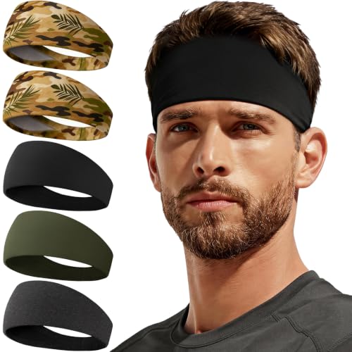 Image of Sweat Band, 5 Pack Headband Moisture Wicking for Running Sports