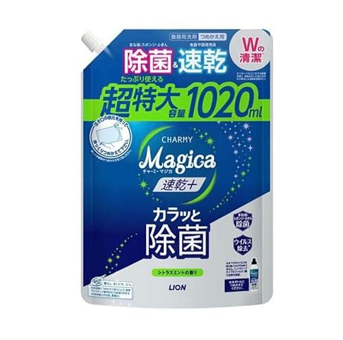 【まとめ買い】チャーミーマジカ CHARMY Magica 食器用洗剤 速乾プラス カラッと除菌 シトラスミント 詰替え 特大 1020ml ×3袋セット