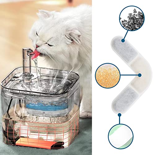 SG Store 8PCS Pet Fountain Filters with Sponge Compatible with 74OZ/2.2L Square Cat Fountain Cat Water Dispenser Filters Pet Fountain Accessories 8.5x8.5cm - Image 3