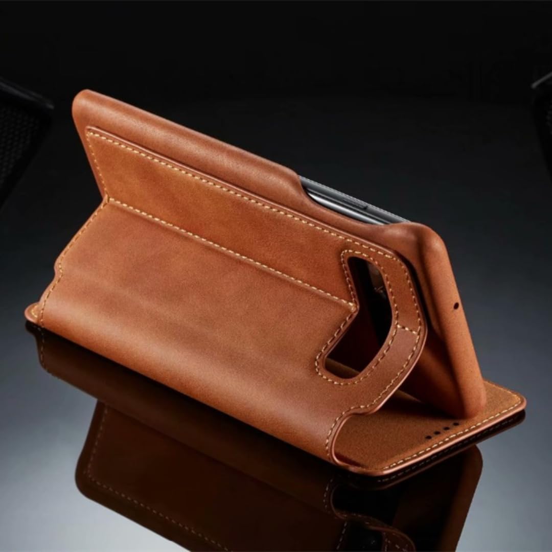 Étui à Rabat magnétique en Cuir pour Galaxy S20 avec Fente pour Carte (Marron)