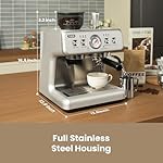 Gevi Dual Boiler Espresso Machine with Built-in Grinder, 58mm Commercial Portafilter, Barista Steam Wand, 31 Grind Settings, Stainless Steel, for Home Barista Use, Sterling Silver - Image 4