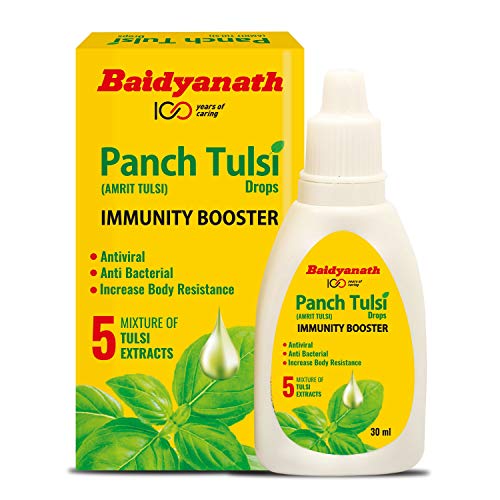 Image of Baidyanath Aloe Vera Juice with Pulp - An All-Round Tonic for Skin and Hair - 1L & Baidyanath Panch Tulsi Drops - Immunity Booster - 30 ml