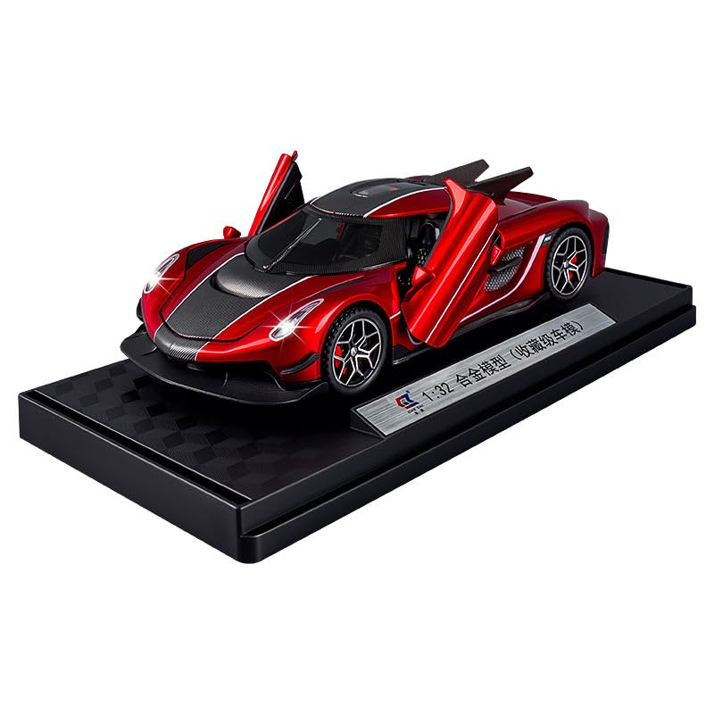 Image of 1:32 Koenigsegg Jesko Sports Die-Cast Metal Pull Back Car with 6 Openable Doors with Sounds and Lights Toy Decoration Car Best Gift Toys for Kids(Black)