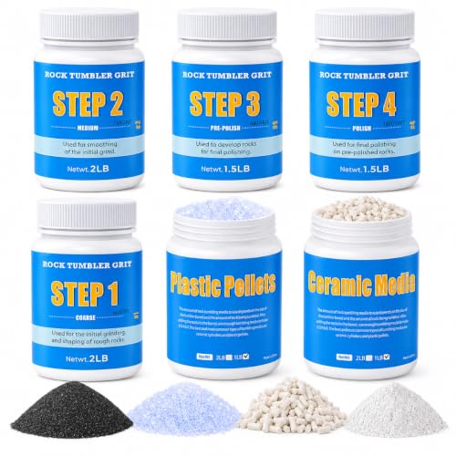 Image of KomeStone 10LB Rock Tumbler Grit Kit, 4-Step Grit Polish Refill