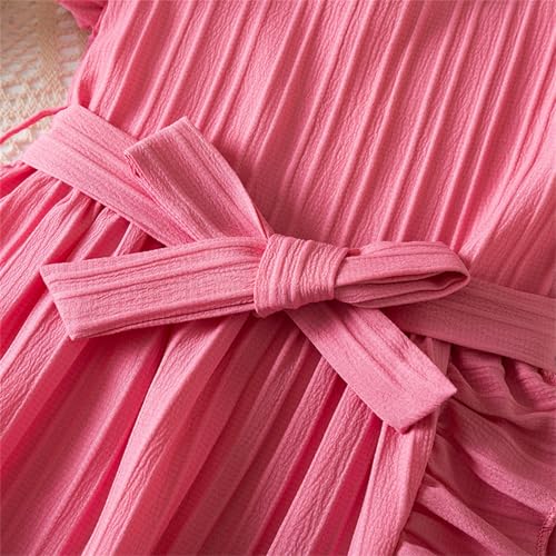 Girl's Dresses Ruffle Sleeve Tiered Swing A-Line Dress Toddler Cute Midi Casual 𝗦undress Summer Beach Dress3