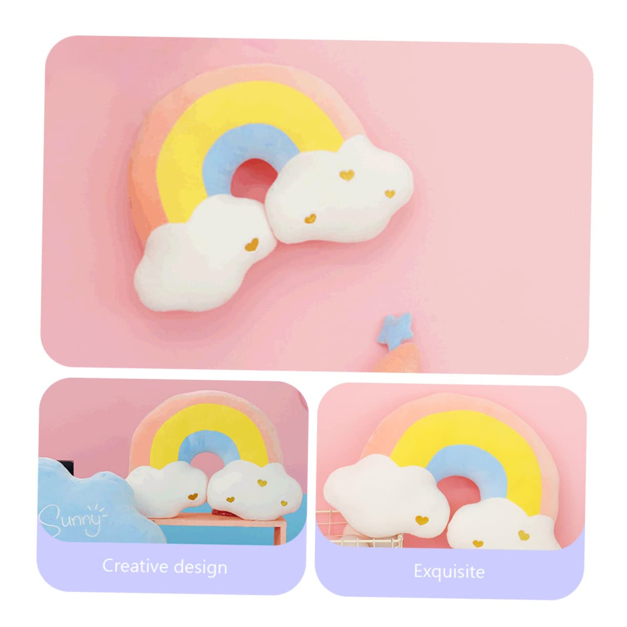 Amosfun Decor Pillows Colorful Rainbow Throw Pillow for Living Room Bedroom Home Office