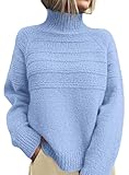 PRETTYGARDEN Women's Turtleneck Sweaters 2025 Fall Chunky Knit Pullover Long Sleeve Jumper Tops Trendy Winter Clothes (Light Blue,Small)