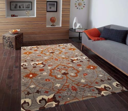 Image of Modern Abstract Hand Tufted Wool Floor Carpet for Home decore Living Room|Home and Bedroom & Hall 10x13 feet (300 x 390cm) Brown H2