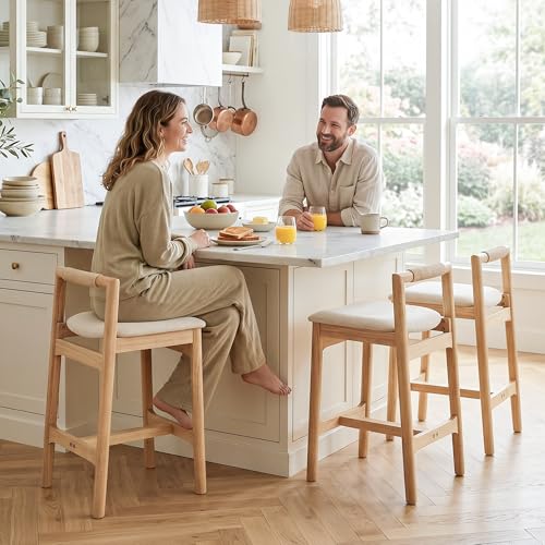 Image of Zesthouse Wood Counter Stools with Woven Paper Cord Accent Back, Set of 2