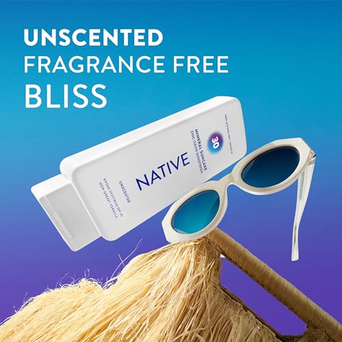 Native Mineral Sunscreen Lotion SPF 30, Unscented, with 100% Mineral Zinc Oxide for Face & Body, Hawaii Compliant, Vegan, No White Cast - 7 oz - Image 5