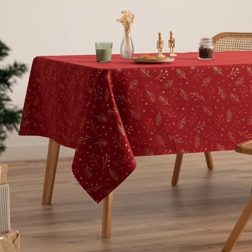 GAMUSI Mantel Navidad Jacquard Hilo Dorado Mesa Comedor Rectangul...