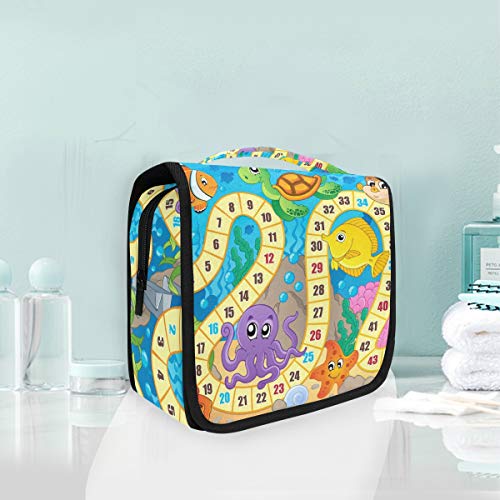 Preisvergleich Produktbild Make-up Kosmetiktasche Ozean Meer Meereslebewesen Brettspiel Tragbare Lagerung Reise Kulturbeutel