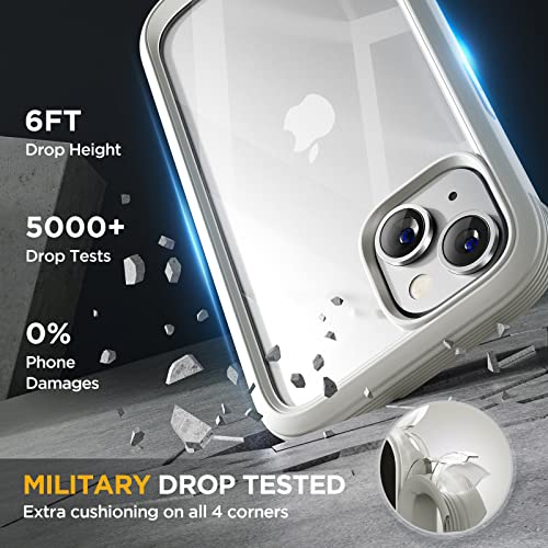 Image of Miracase Glass Series Designed for iPhone 14 Plus Flip Case 6.7 inch, 2023 Upgrade Full-Body Clear Flip Case with Card Holder,White