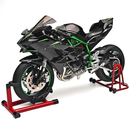 Image of Die Cast Motorcycle Model, 1:6 Scale Kawasaki Ninja H2R, Alloy Racing Motorcycle with Simulation Sound, Working Lights, Rechargeable Battery