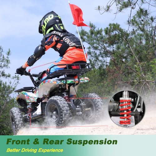 Image of X-PRO Gas ATV 4 Wheelers 40cc ATV Quads Quad with Front and Rear Disc Brake for Kids (Hot Rod Flame)