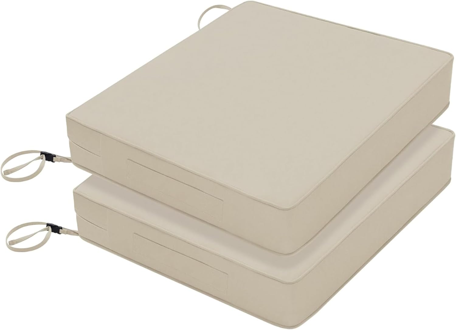 Favoyard Patio Chair Cushions 18.5 x 16 x 3 Inch Waterproof Outdoor Seat Cushions for Patio Furniture 3-Year Color Fastness Garden Sofa Couch Chair Pads with Handle & Adjustable Straps Set of 2, Beige Beige 18.5 x 16 x 3 In
