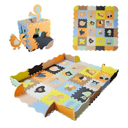 ASENME Alfombras para Bebes de 36 Piezas XL 1,45x1,45 Metros, multitextura (Multicolor)