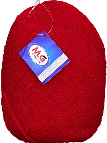 Image of M.G ENTERPRISE Jupiter Red (200 gm) Wool Ball Hand Knitting Wool /Art Craft Soft Fingering Crochet Hook Yarn, Needle Knitting Yarn Thread Dyed