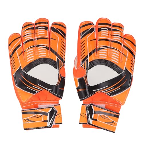 YedaHcy Goalie Gloves with Finger, Strong Grip Latex Palm, Shock Absorbing, Hook and Cycle, Stylish and Cool for Soccer Goalkeepers Training (Orange)