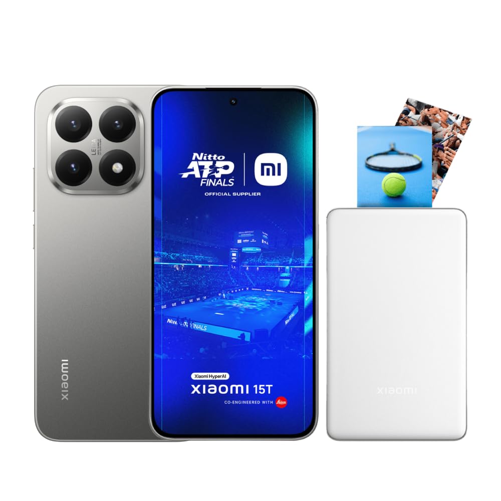 Xiaomi 15T, Smartphone 12+256GB, Display 6,83" 120Hz, MediaTek Dimensity 8400-Ultra, Leica Summilux 50MP, 5500mAh, Titanio, 2 anni Garanzia, Caricabatterie non incluso+Xiaomi Photo Printer Pro
