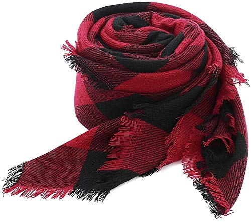 Women's Plaid Blanket Winter Scarf, Warm Cozy Tartan Wrap Oversized Shawl Winter Scarves for Women4
