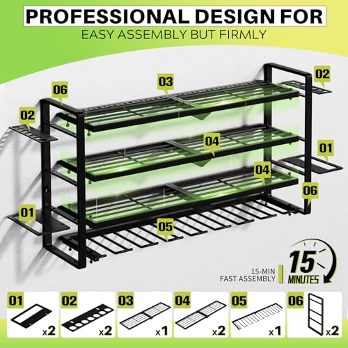 Image of Hipidian Fathers Day Best Gifts for Daddy, Heavy Duty Power Tool Organizer Wall Mount- 400lb Capacity 4-Tier Storage Rack with 8 Drill Holders for Garage Tools, Birthday Gifts for Men Dad Husband