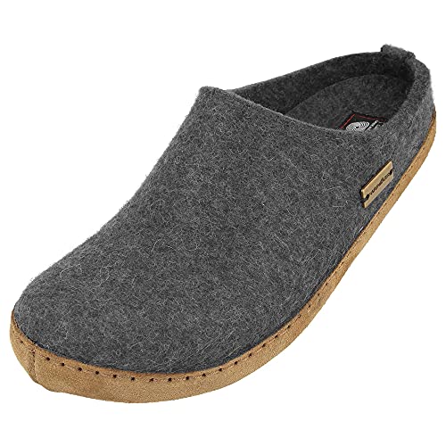 Image of HAFLINGER Unisex Emils Wool Felt Slipper, Grey Slide, 8.5-9 US Women