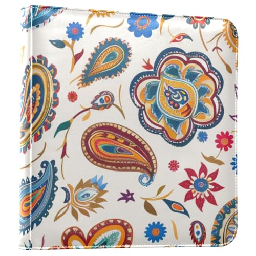 JIPONI Colorful Traditional Indian Paisley Large Photo Album, DIY Leather Cover Scrapbook Albums for 4x6 5x7 6x8 Pictures, Self Adhesive Memory Book for Wedding, Baby, Family