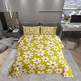 Castle Fairy Hippie Flowers Bedding Set King Size,70s Retro Floral Comforter Set Room Decor for...