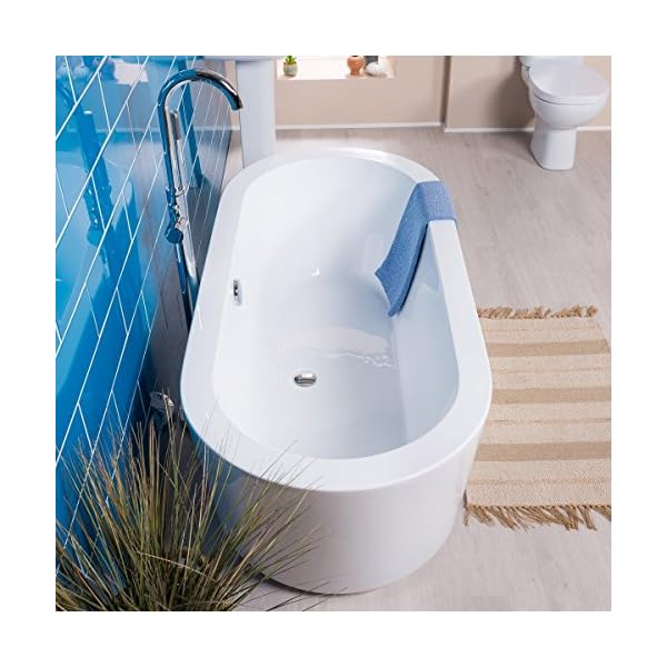 Designer White Free Standing Bath 1700 x 800 mm Modern Bathroom Bathtub - Image 5