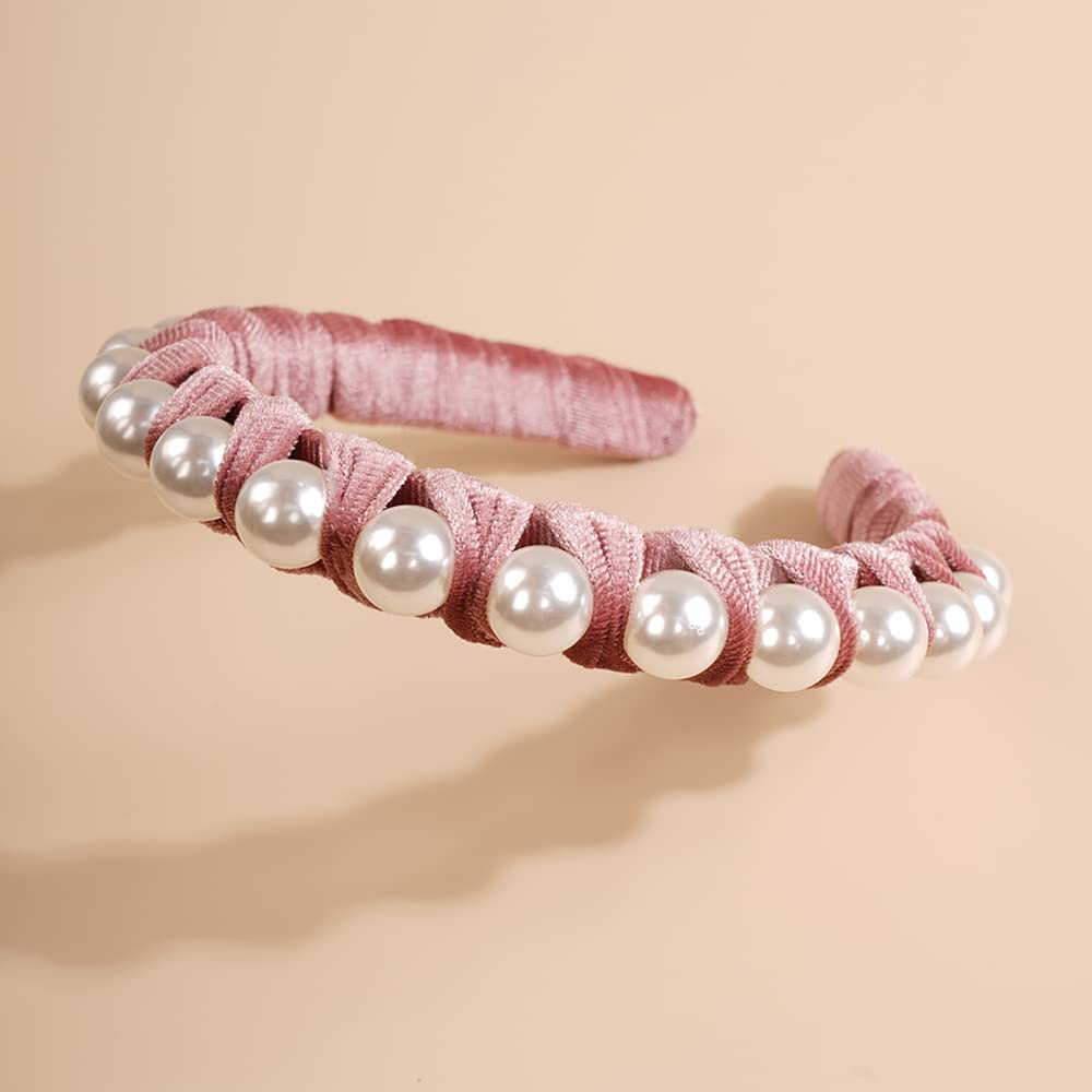 Amazon.com : Wiwpar Pearl Headbands Velvet Hair Hoop with  display picture 1