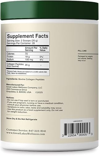 Miniatura 4 de Great Lakes Wellness - Polvo de péptidos de colágeno para piel, cabello, uñas, articulaciones y digestión - Sin sabor - Disolución rápida