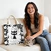 Aurelx Black Cat Tote Bag, Reusable Canvas Bag for Women Girls, Foldable Large Capacity Shopping Bags, Personalised Gifts for Cat Lovers #2