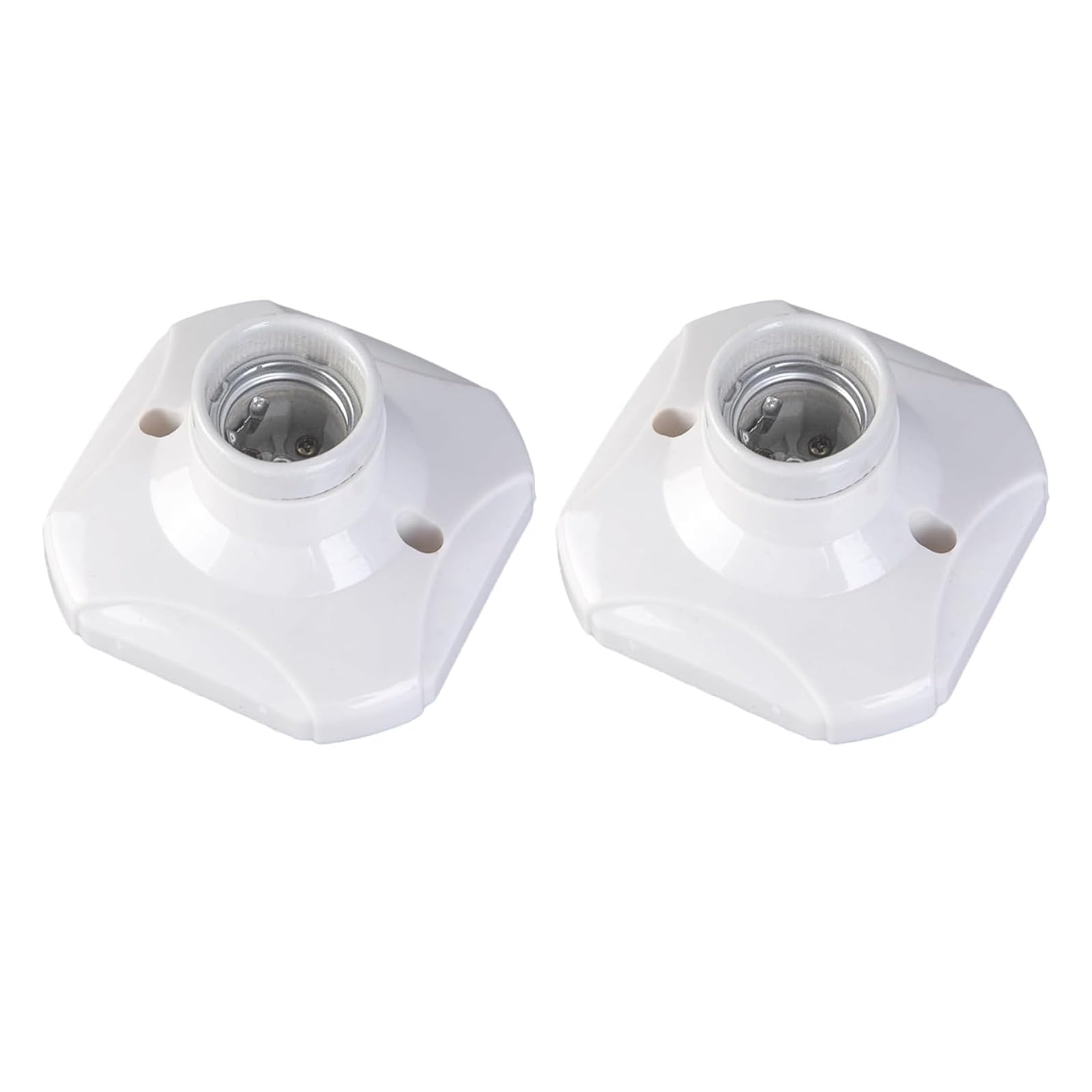 Lunpog 2 Pcs E27 Light Bulb Socket Holder, E27 Screw Bulb Holder Square Ceramic Lamp Base 9.5 x 9.5cm for Bulb Halogen LED Lighting DIY Energy Saving Lamps Ceiling Socket, White