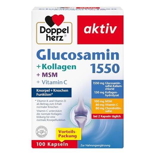 Doppelherz Glucosamine 1550 + Collagen + MSM + Vitamin C - As a Contribution to Normal Collagen Formation for Normal Cartilage Function - 100 Capsules