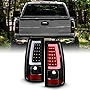 AKKON - Fits 2003-2006 Chevy Silverado 1500/2500/3500/1500HD/2500HD 2007 Classic [C-Tube] Black Tail Lights Brake Lamp Fleetside